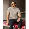 COOFANDY Men’s Mock Neck T-Shirts Short Sleeve Ribbed Knit Shirt Soft Tee Shirt Casual Basic Tops(Cream)