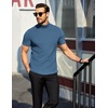COOFANDY Men’s Mock Neck T-Shirts Short Sleeve Ribbed Knit Shirt Soft Tee Shirt Casual Basic Tops(Dark Blue)