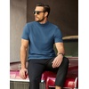 COOFANDY Men’s Mock Neck T-Shirts Short Sleeve Ribbed Knit Shirt Soft Tee Shirt Casual Basic Tops(Dark Blue)
