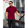 COOFANDY Men’s Mock Neck T-Shirts Short Sleeve Ribbed Knit Shirt Soft Tee Shirt Casual Basic Tops(Dark Red)