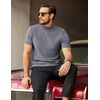 COOFANDY Men’s Mock Neck T-Shirts Short Sleeve Ribbed Knit Shirt Soft Tee Shirt Casual Basic Tops(Grey)