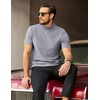 COOFANDY Men’s Mock Neck T-Shirts Short Sleeve Ribbed Knit Shirt Soft Tee Shirt Casual Basic Tops(Light Grey)
