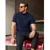 COOFANDY Men’s Mock Neck T-Shirts Short Sleeve Ribbed Knit Shirt Soft Tee Shirt Casual Basic Tops(Navy Blue)