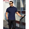 COOFANDY Men’s Mock Neck T-Shirts Short Sleeve Ribbed Knit Shirt Soft Tee Shirt Casual Basic Tops(Navy Blue)