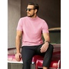 COOFANDY Men’s Mock Neck T-Shirts Short Sleeve Ribbed Knit Shirt Soft Tee Shirt Casual Basic Tops(Pink)