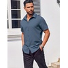 COOFANDY Men’s Shirt Short Sleeve Button Down Shirt Business Casual Dress Shirts Blue
