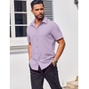COOFANDY Men’s Short Sleeve Shirt Casual Button Down Shirts Untucked Dress Shirts Lavender