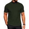 COOFANDY Men’s Mock Neck T-Shirts Short Sleeve Ribbed Knit Shirt Soft Tee Shirt Casual Basic Tops(Army Green)