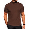 COOFANDY Men’s Mock Neck T-Shirts Short Sleeve Ribbed Knit Shirt Soft Tee Shirt Casual Basic Tops(Brown)