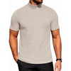 COOFANDY Men’s Mock Neck T-Shirts Short Sleeve Ribbed Knit Shirt Soft Tee Shirt Casual Basic Tops(Cream)