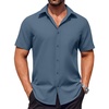 COOFANDY Men’s Shirt Short Sleeve Button Down Shirt Business Casual Dress Shirts Blue