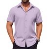 COOFANDY Men’s Short Sleeve Shirt Casual Button Down Shirts Untucked Dress Shirts Lavender