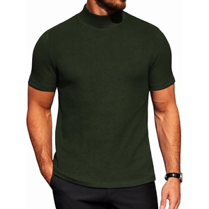 COOFANDY Men’s Mock Neck T-Shirts Short Sleeve Ribbed Knit Shirt Soft Tee Shirt Casual Basic Tops(Army Green)