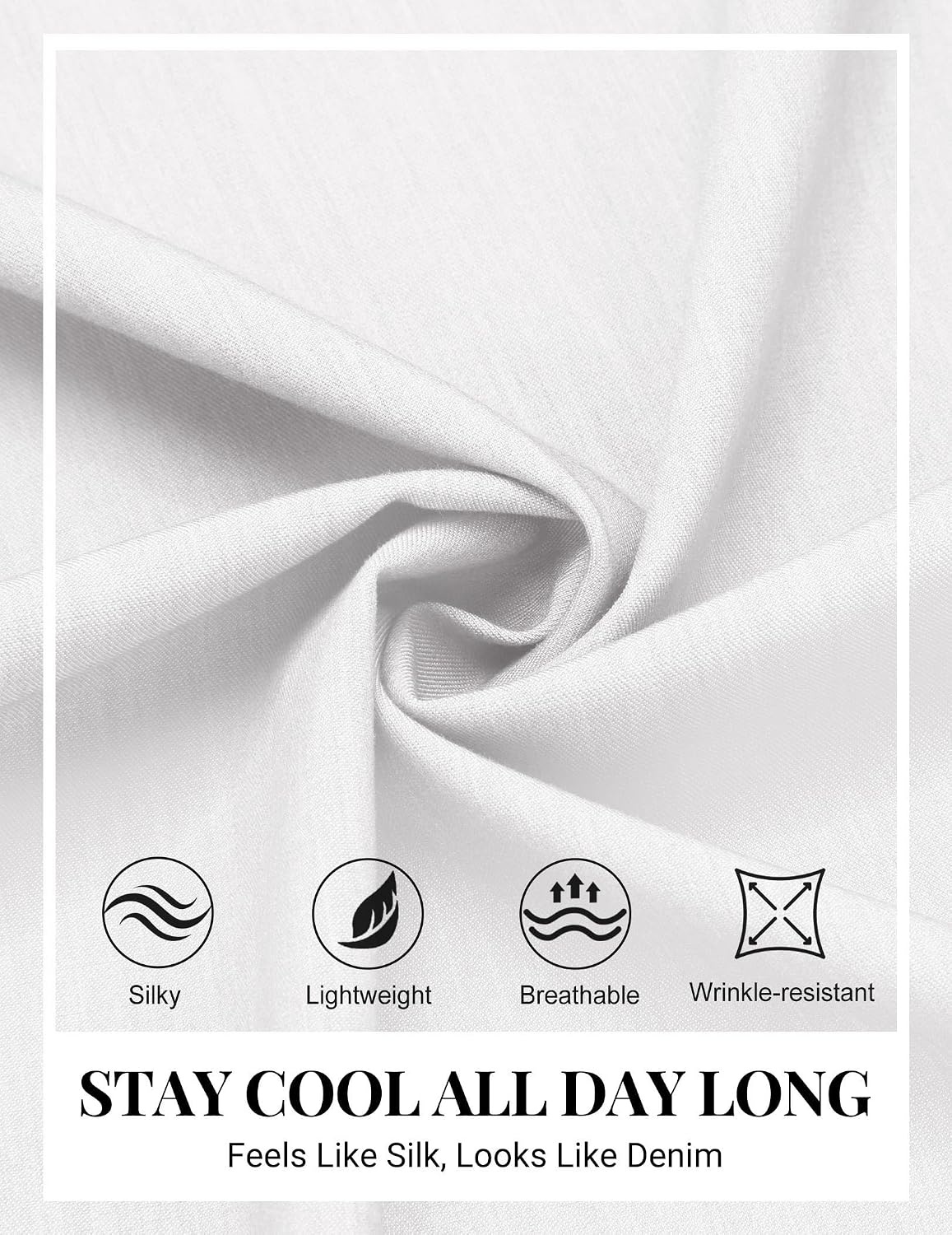 image:imageCOOFANDY Mens Button Down Short Sleeve Shirt Casual Summer Stretch Denim Dress Shirts with PocketWhite