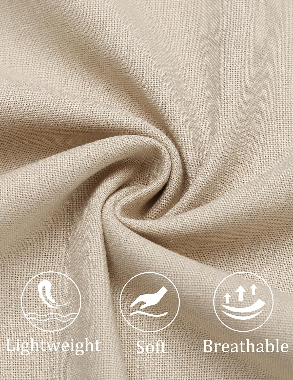 image:imageCOOFANDY Mens Cotton Linen Pants Elastic Waist Lightweight Casual Pants Relaxed Fit Yoga Beach Pants with PocketsBeige