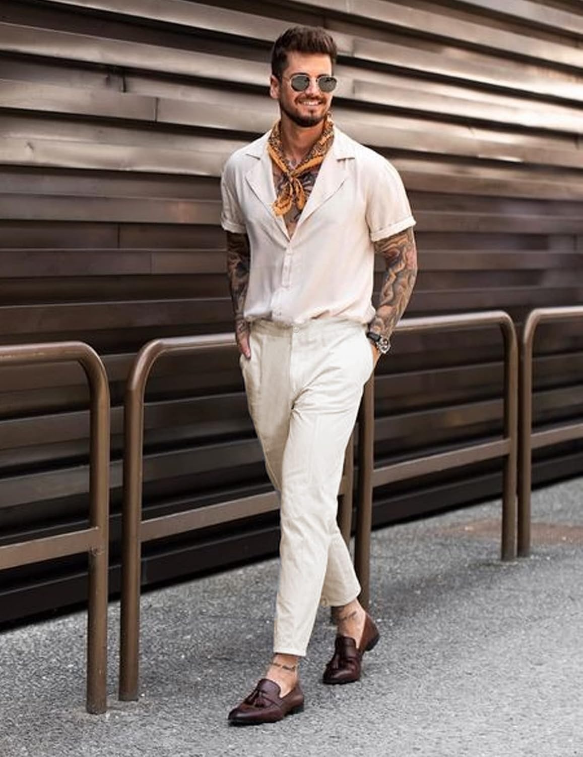 image:imageCOOFANDY Mens Cotton Linen Pants Elastic Waist Lightweight Casual Pants Relaxed Fit Yoga Beach Pants with PocketsBeige