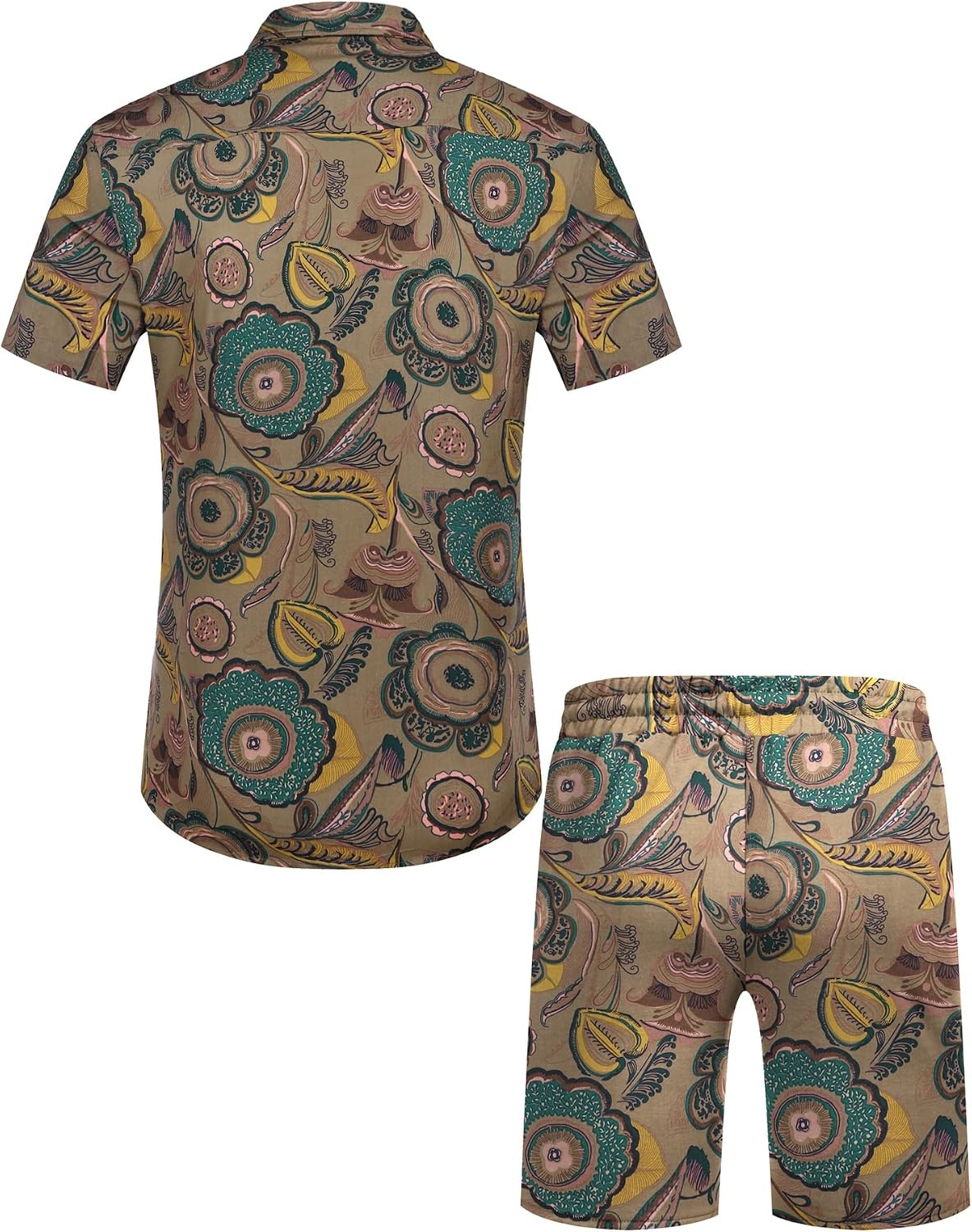 image:imageCOOFANDY Mens Hawaiian Matching Set Summer Beach 2 Piece Outfits Flower Button Down Shirts and Shorts Vacation Outfits01hand Painted Flowers