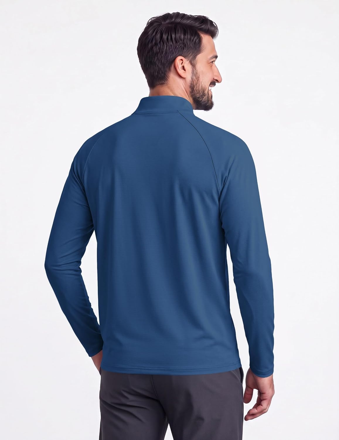 image:imageCOOFANDY Mens Quarter Zip Pullover Athletic Shirts Long Sleeve Lightweight 14 Zip Mock Neck Running Golf Gym ShirtDark Blue