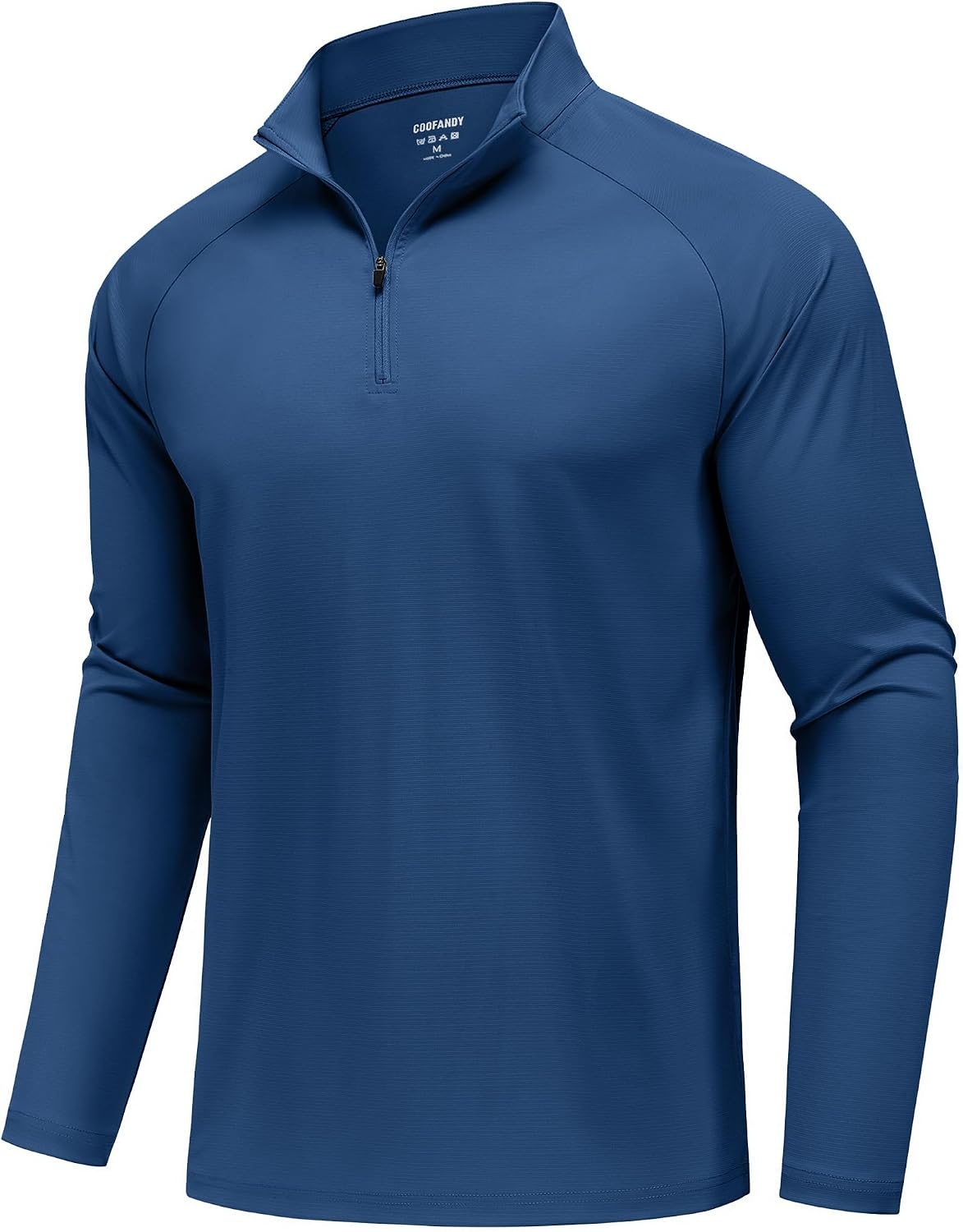 image:imageCOOFANDY Mens Quarter Zip Pullover Athletic Shirts Long Sleeve Lightweight 14 Zip Mock Neck Running Golf Gym ShirtDark Blue