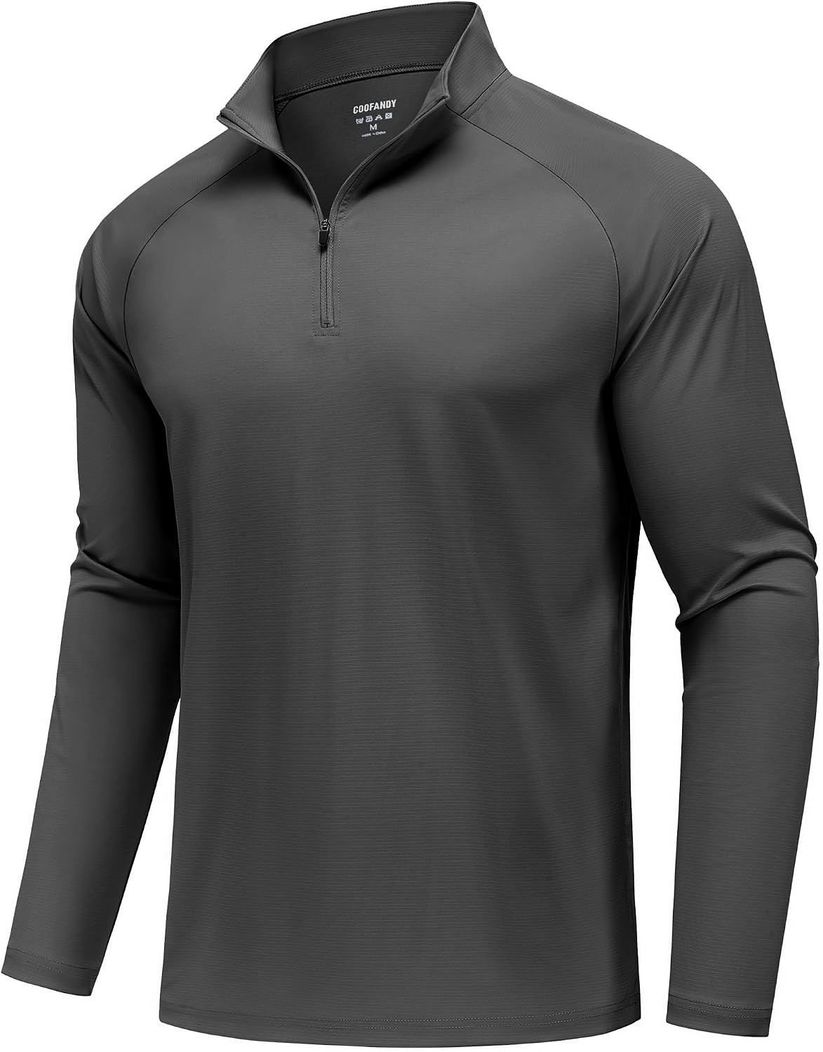 image:imageCOOFANDY Mens Quarter Zip Pullover Athletic Shirts Long Sleeve Lightweight 14 Zip Mock Neck Running Golf Gym ShirtDark Grey