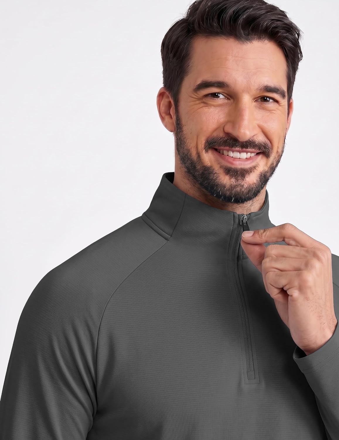 image:imageCOOFANDY Mens Quarter Zip Pullover Athletic Shirts Long Sleeve Lightweight 14 Zip Mock Neck Running Golf Gym ShirtDark Grey