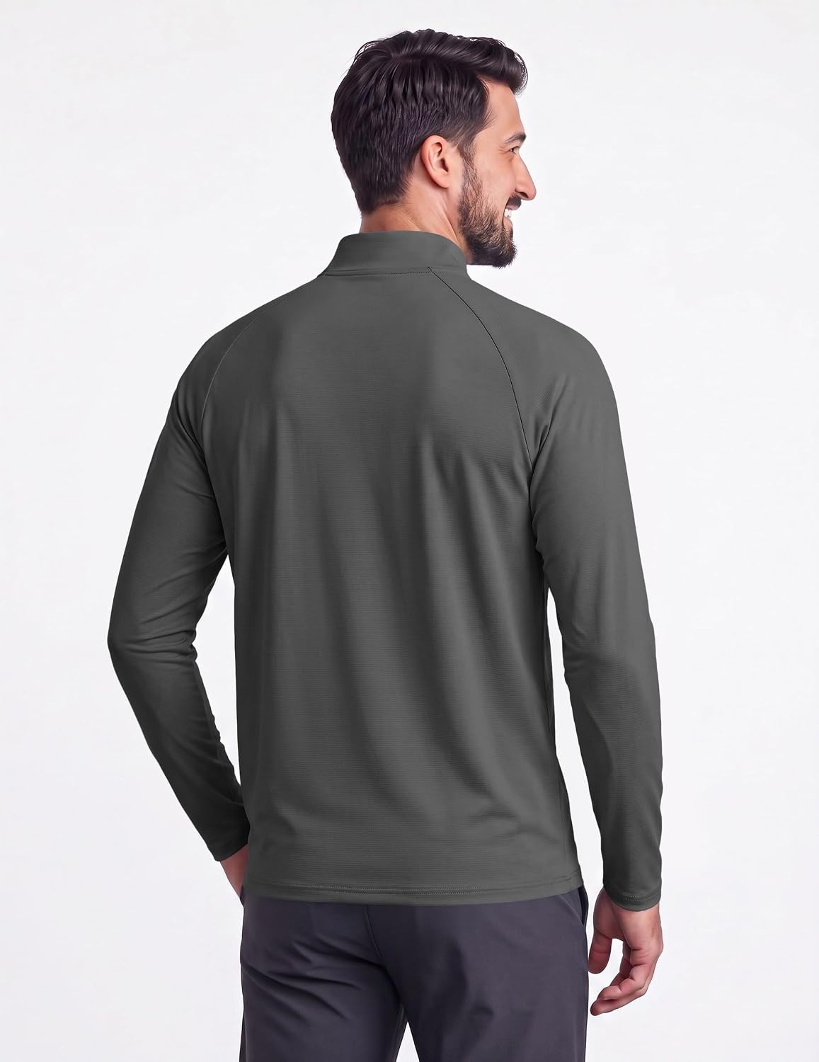 image:imageCOOFANDY Mens Quarter Zip Pullover Athletic Shirts Long Sleeve Lightweight 14 Zip Mock Neck Running Golf Gym ShirtDark Grey