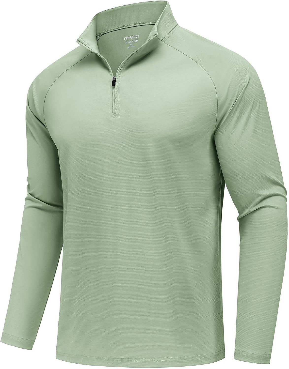 image:imageCOOFANDY Mens Quarter Zip Pullover Athletic Shirts Long Sleeve Lightweight 14 Zip Mock Neck Running Golf Gym ShirtLight Green