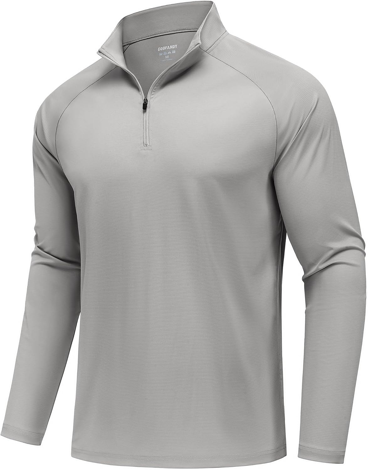 image:imageCOOFANDY Mens Quarter Zip Pullover Athletic Shirts Long Sleeve Lightweight 14 Zip Mock Neck Running Golf Gym ShirtLight Grey