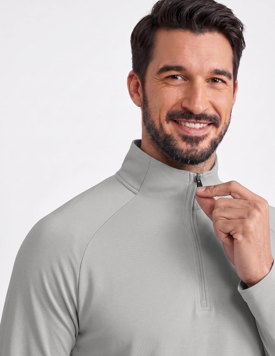 image:imageCOOFANDY Mens Quarter Zip Pullover Athletic Shirts Long Sleeve Lightweight 14 Zip Mock Neck Running Golf Gym ShirtLight Grey