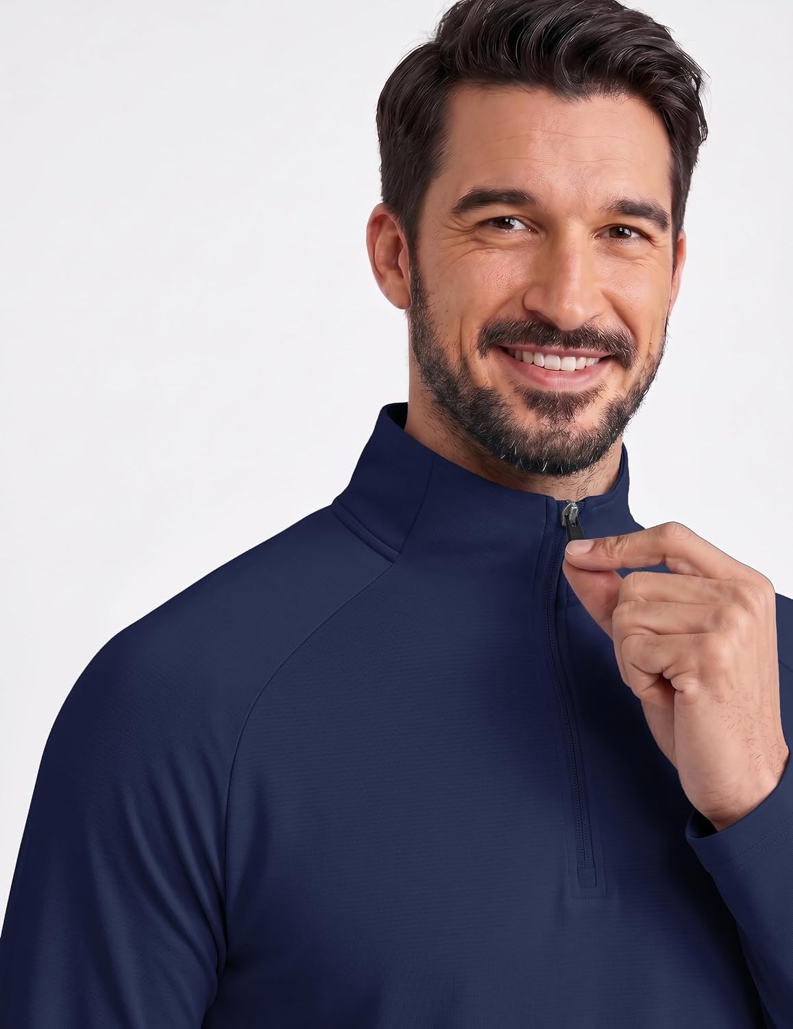 image:imageCOOFANDY Mens Quarter Zip Pullover Athletic Shirts Long Sleeve Lightweight 14 Zip Mock Neck Running Golf Gym ShirtNavy Blue