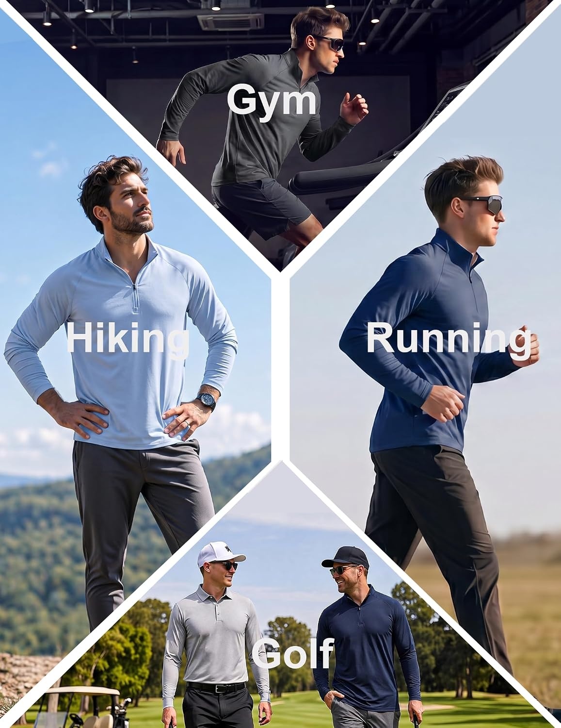 image:imageCOOFANDY Mens Quarter Zip Pullover Athletic Shirts Long Sleeve Lightweight 14 Zip Mock Neck Running Golf Gym ShirtWhite