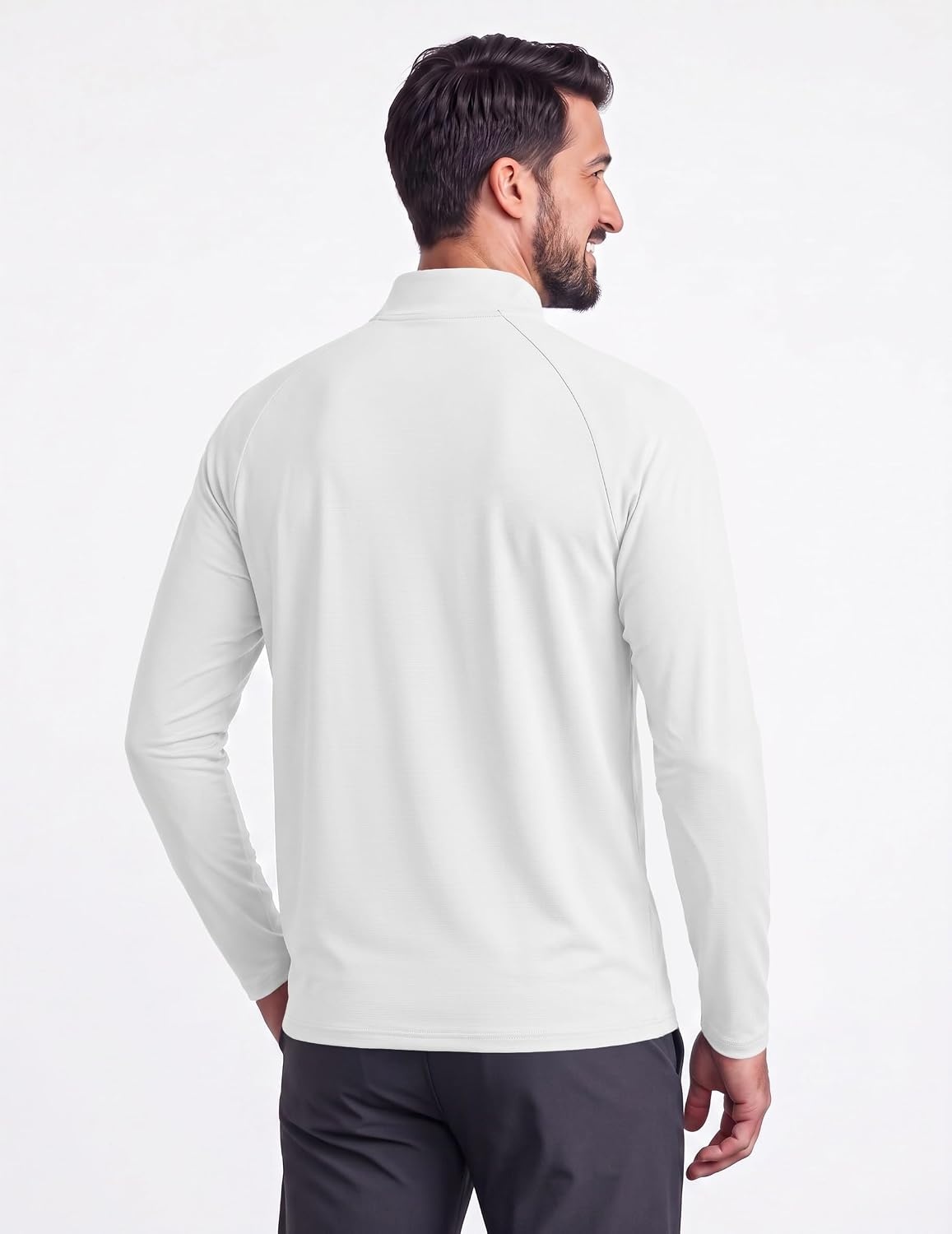 image:imageCOOFANDY Mens Quarter Zip Pullover Athletic Shirts Long Sleeve Lightweight 14 Zip Mock Neck Running Golf Gym ShirtWhite