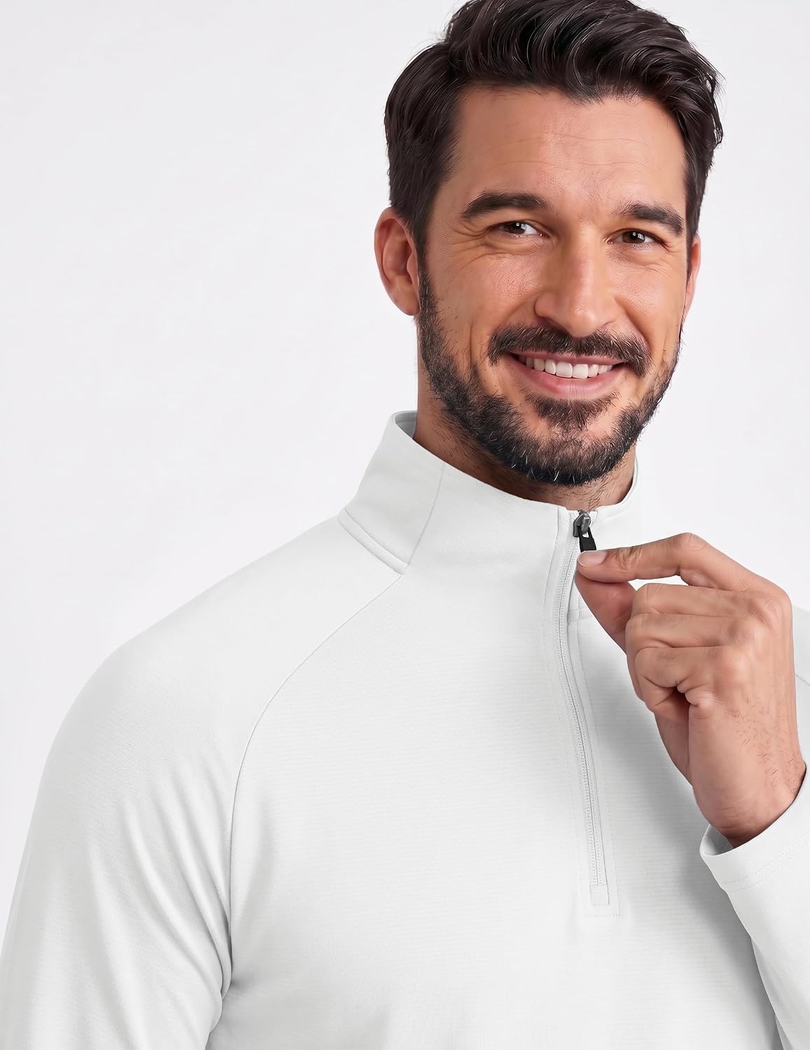 image:imageCOOFANDY Mens Quarter Zip Pullover Athletic Shirts Long Sleeve Lightweight 14 Zip Mock Neck Running Golf Gym ShirtWhite