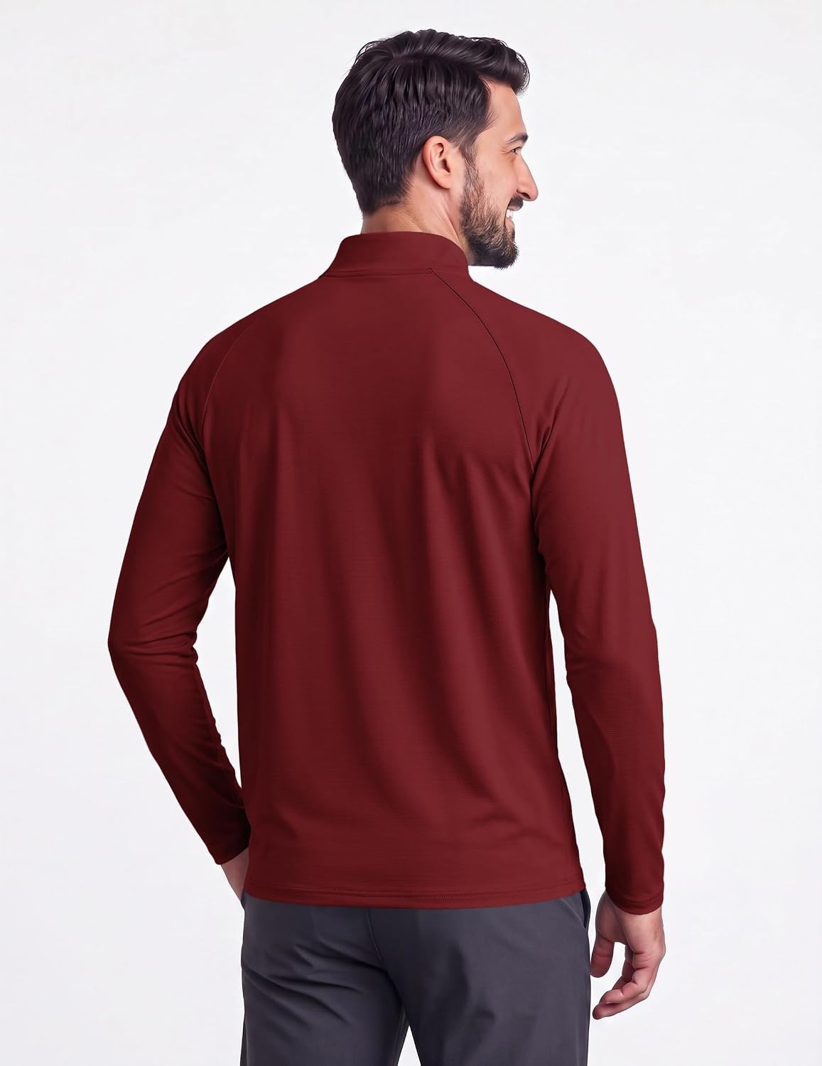 image:imageCOOFANDY Mens Quarter Zip Pullover Athletic Shirts Long Sleeve Lightweight 14 Zip Mock Neck Running Golf Gym ShirtWine Red