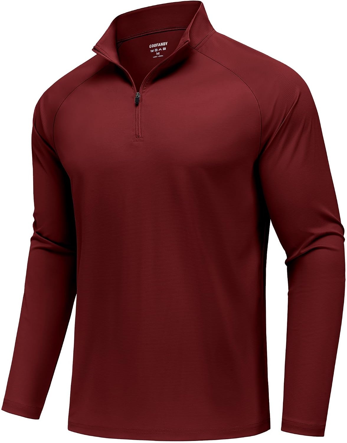 image:imageCOOFANDY Mens Quarter Zip Pullover Athletic Shirts Long Sleeve Lightweight 14 Zip Mock Neck Running Golf Gym ShirtWine Red