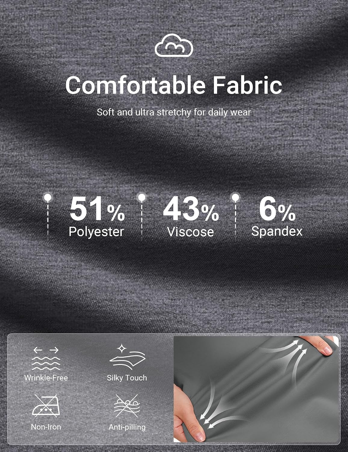 image:imageCOOFANDY Mens Quarter Zip Pullover Sweatshirts for Men Golf Fall Clothes Fall Fashion 2026 Long Sleeve Pullover Stretch Soft Lightweight WrinkleFree Loose Fit Collared Casual Travel GolfCharcoal Heather