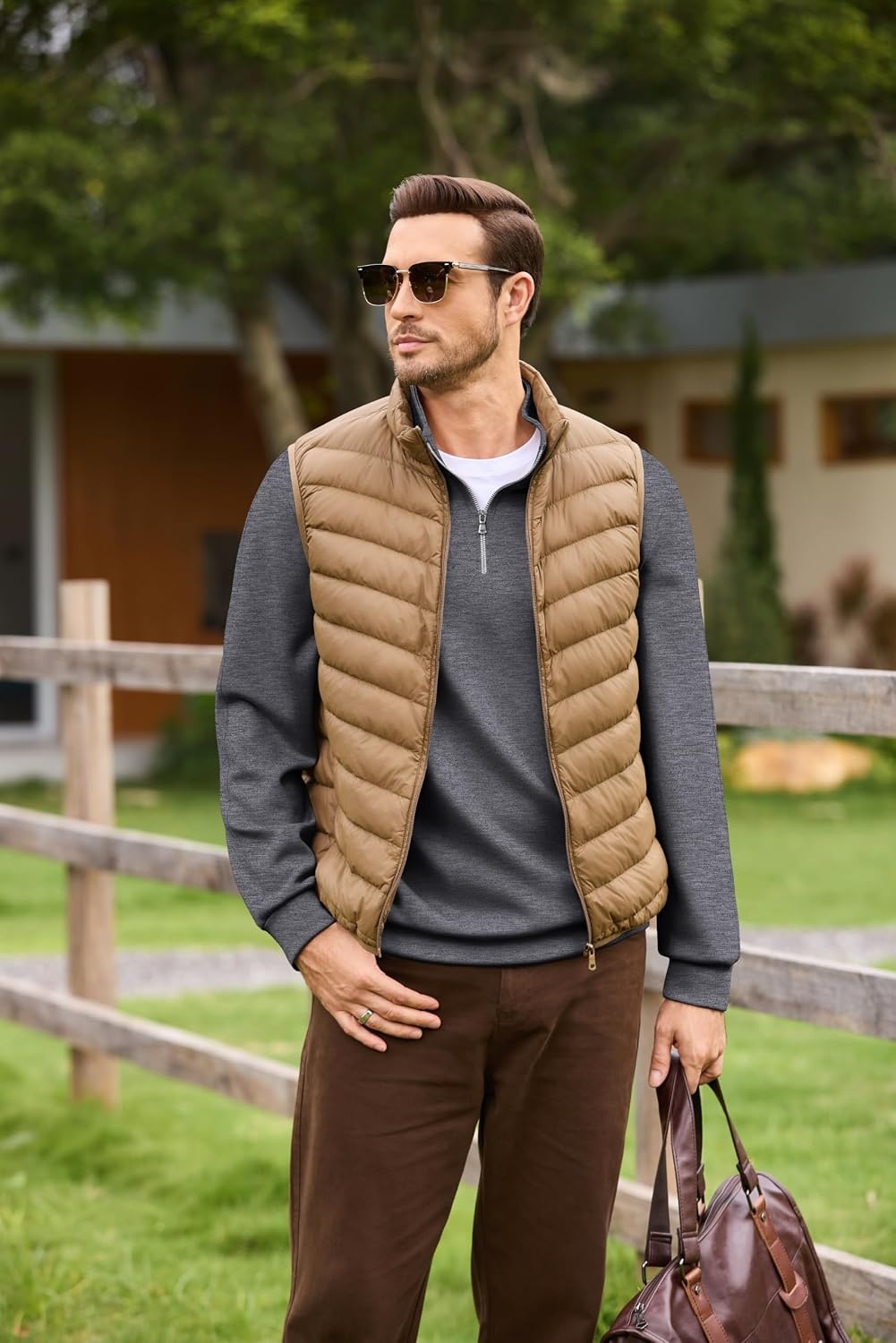 image:imageCOOFANDY Mens Quarter Zip Pullover Sweatshirts for Men Golf Fall Clothes Fall Fashion 2026 Long Sleeve Pullover Stretch Soft Lightweight WrinkleFree Loose Fit Collared Casual Travel GolfCharcoal Heather