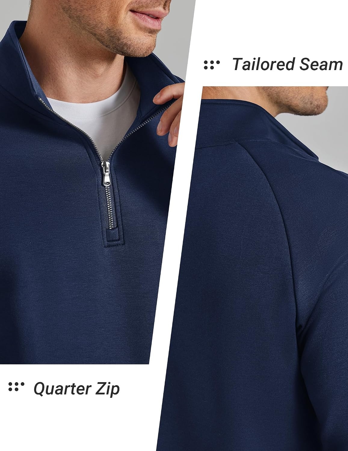 image:imageCOOFANDY Mens Quarter Zip Pullover Sweatshirts for Men Golf Fall Clothes Fall Fashion 2026 Long Sleeve Pullover Stretch Soft Lightweight WrinkleFree Loose Fit Collared Casual Travel GolfNavy Blue