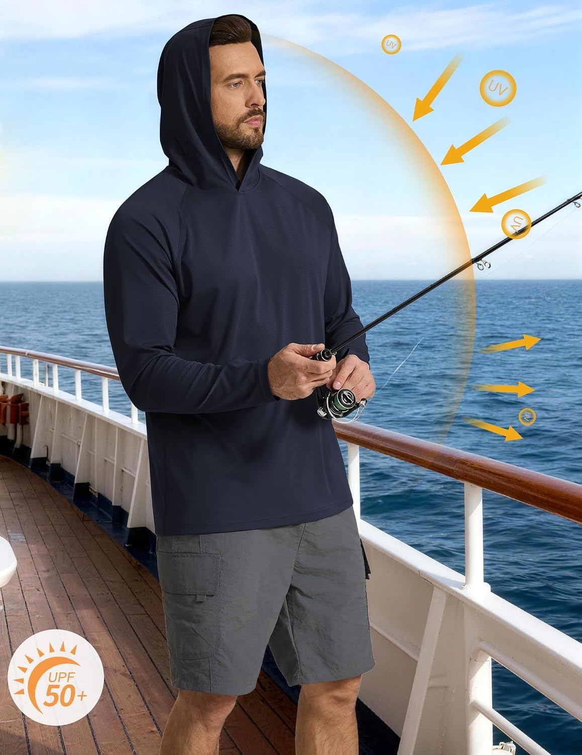 image:imageCOOFANDY Mens SPF 50 Sun Shirts Long Sleeve Rash Guard Thin Summer Hoodie Sun Protection Fishing Shirt with ThumbholeBlue Violet