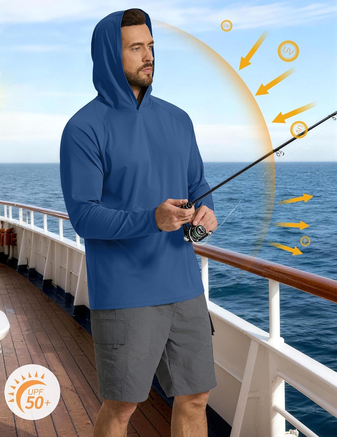 image:imageCOOFANDY Mens SPF 50 Sun Shirts Long Sleeve Rash Guard Thin Summer Hoodie Sun Protection Fishing Shirt with ThumbholeNavy