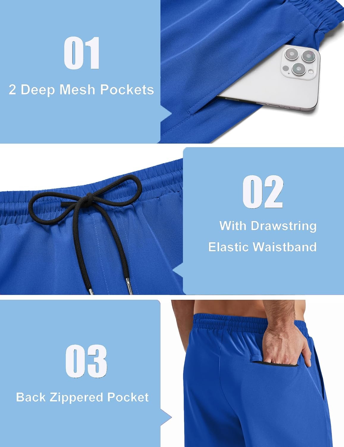 image:imageCOOFANDY Mens Swim Trunks with Compression Liner Quick Dry 7 Inch Bathing Suit Beach Short with Zipper PocketsNordic Blue