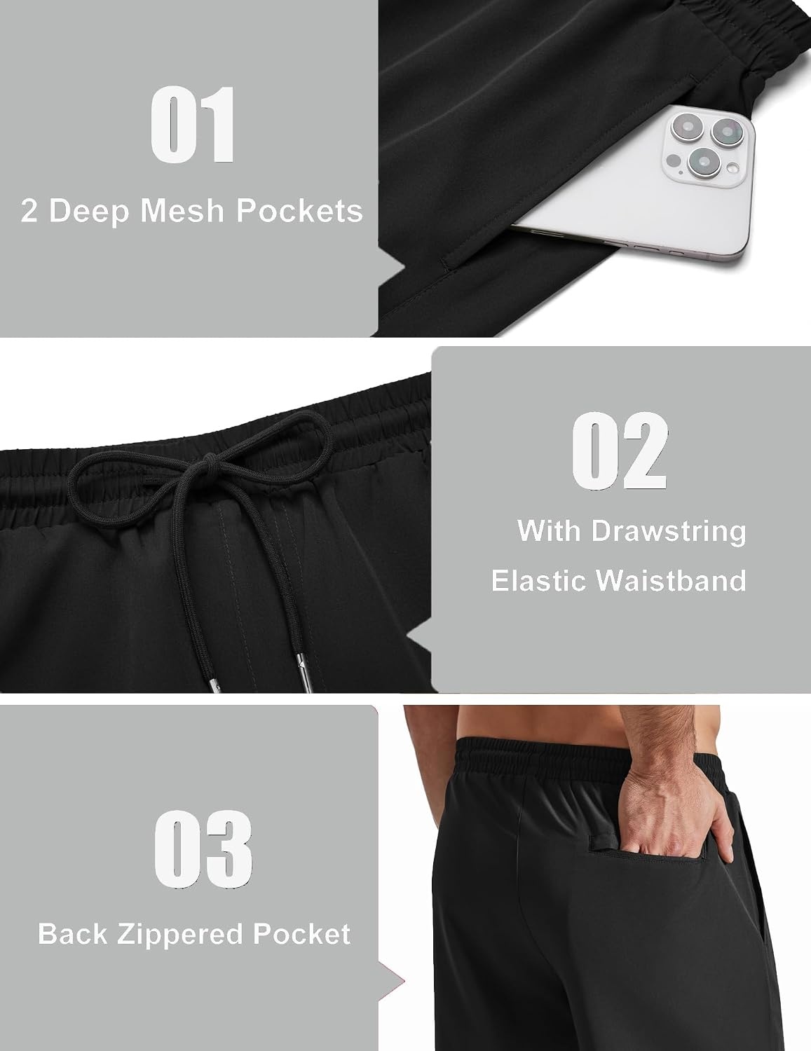image:imageCOOFANDY Mens Swim Trunks with Compression Liner Quick Dry 7 Inch Bathing Suit Beach Short with Zipper PocketsPure Black