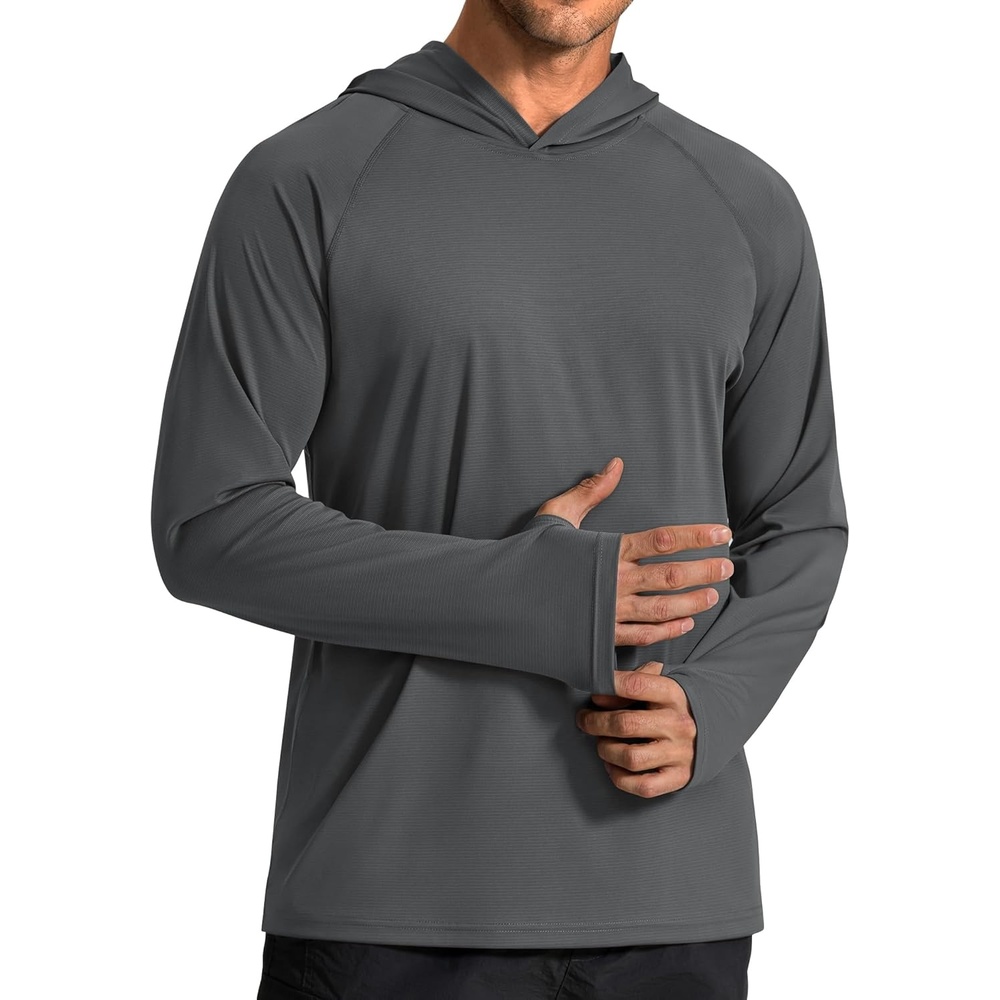 image:imageCOOFANDY Mens SPF 50 Sun Shirts Long Sleeve Rash Guard Thin Summer Hoodie Sun Protection Fishing Shirt with ThumbholeDark Gray