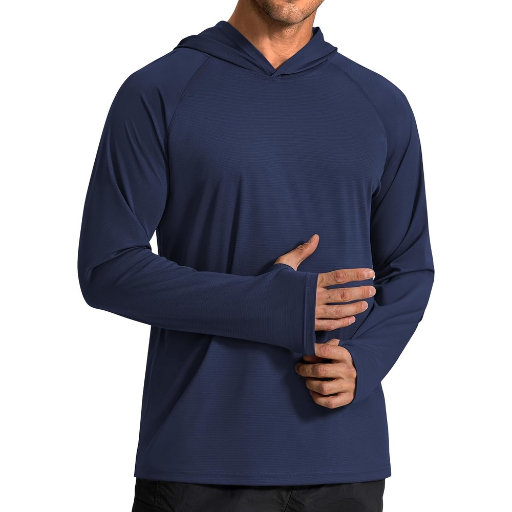 image:imageCOOFANDY Mens SPF 50 Sun Shirts Long Sleeve Rash Guard Thin Summer Hoodie Sun Protection Fishing Shirt with ThumbholeNavy Blue