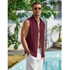 COOFANDY Men’s Summer Sleeveless Shirts Beach Knit Tank Top Button Up Casual Tank Shirt Vacation Tops(Wine Red)