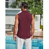 COOFANDY Men’s Summer Sleeveless Shirts Beach Knit Tank Top Button Up Casual Tank Shirt Vacation Tops(Wine Red)
