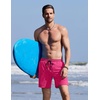 COOFANDY Mens Swim Trunks with Compression Liner Quick Dry 7 Inch Bathing Suit Beach Short with Zipper Pockets(Hot Pink)