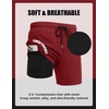 COOFANDY Mens Swim Trunks with Compression Liner Quick Dry 7 Inch Bathing Suit Beach Short with Zipper Pockets(Wine Red)