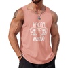 COOFANDY Mens Beach Tank Tops Summer Cotton Sleeveless Graphic T Shirts Palm Tree Casual Vacation Muscle Tank(Pink-coconut Tree)