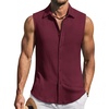 COOFANDY Men’s Summer Sleeveless Shirts Beach Knit Tank Top Button Up Casual Tank Shirt Vacation Tops(Wine Red)